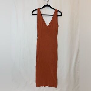 Elegant Rust Sleeveless Dress